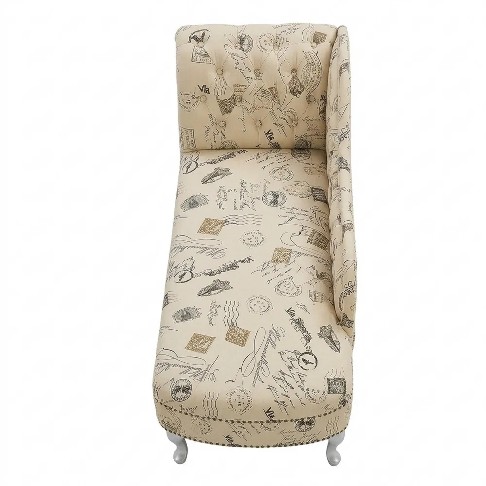 Beige Chaiselongue aus Polyester mit Druckstoff-Ralnhaus