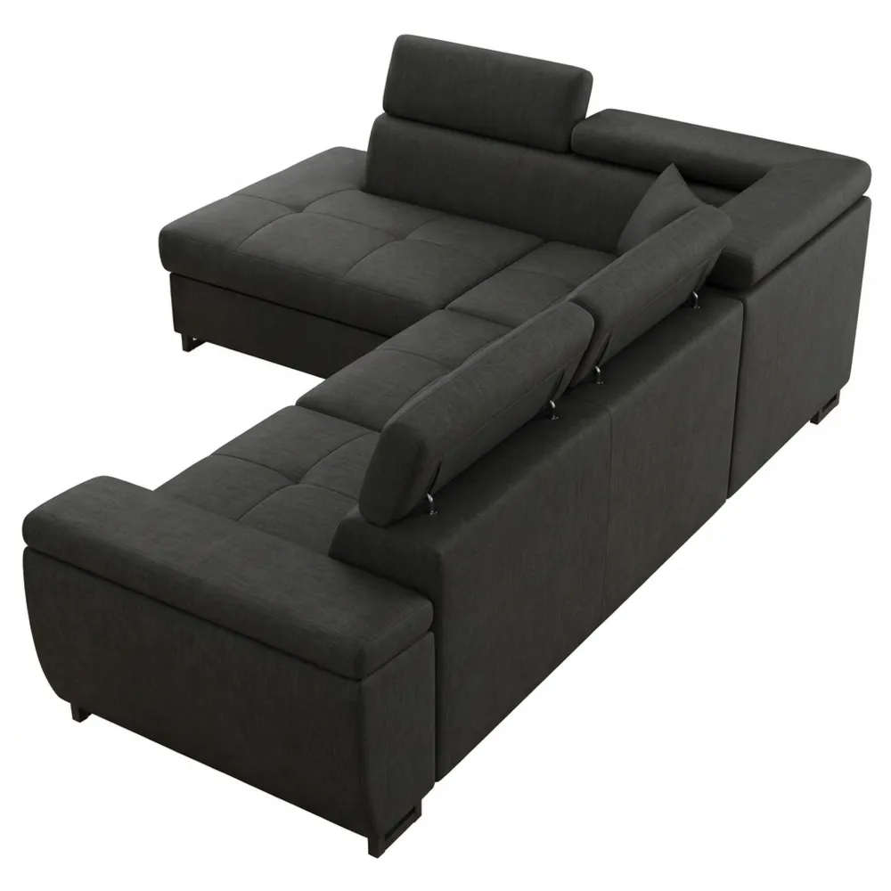 Großes Ecksofa mit Schlaffunktion und Bettkasten in Grau-Ralnhaus