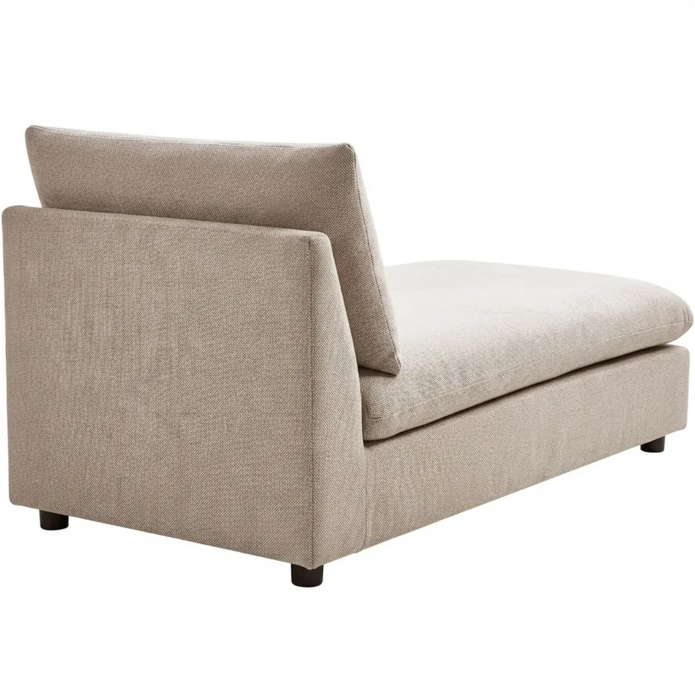 Beidseitige Chaiselongue ohne Armlehnen in Beige-Taupe mit Stoffbezug und Kissen-Ralnhaus