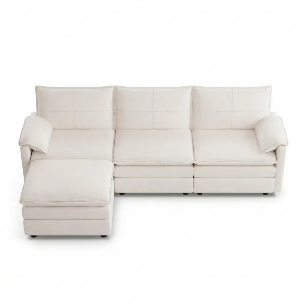 Ecksofa mit Hocker und Stauraum, modular und platzsparend, 4-Sitzer-Ralnhaus