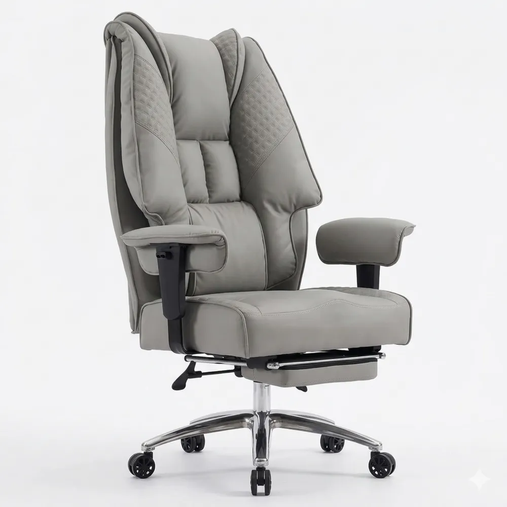 Ergonomischer Schreibtischstuhl für Schwerlast bis 180kg, Hohe Rückenlehne, Kunstleder, Komfortsitz-Wendhaus