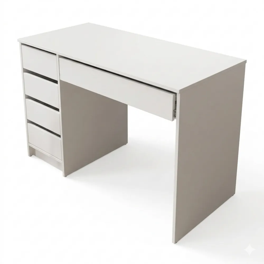 Moderner Kinderschreibtisch mit 5 Schubladen, Weiß-Wendhaus