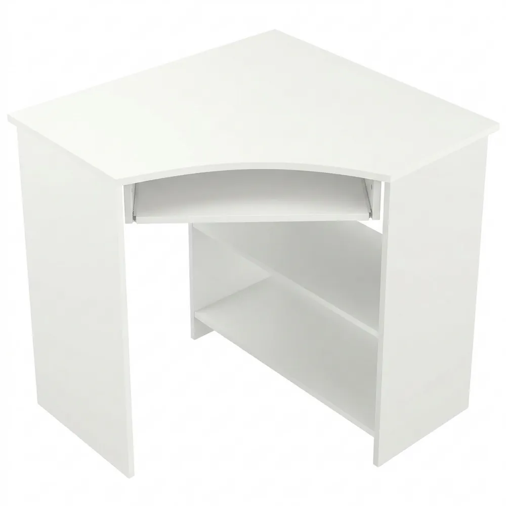 Kompakter Eckschreibtisch mit Tastaturauszug und Ablageflächen, Weiß, 83 x 76 cm-Wendhaus