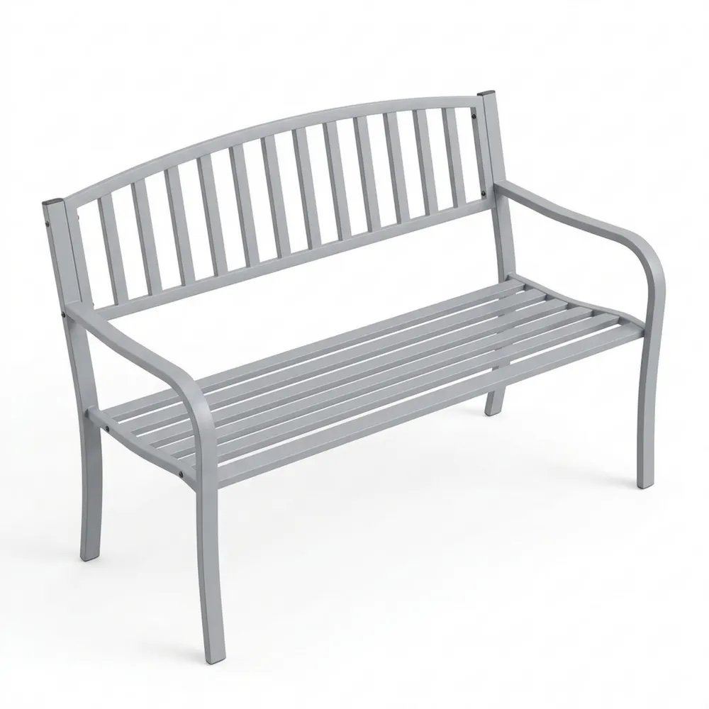 2-Sitzer Gartenbank aus pulverbeschichtetem Stahl - Grau-Wendhaus