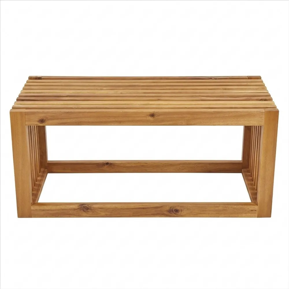 Akazienholz Gartenbank ohne Lehne 2-Sitzer, Hellbraun 105 x 35 cm-Wendhaus