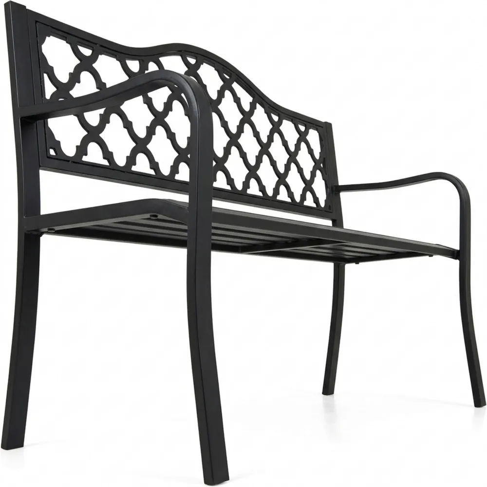 Wetterfeste Gartenbank für 2 Personen, belastbar bis 300 kg, mit Rücken- und Armlehne-Wendhaus