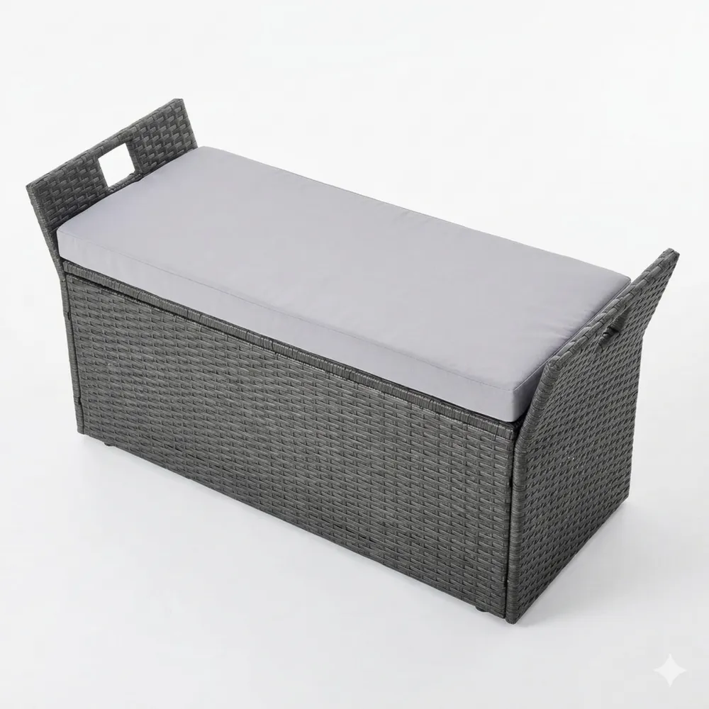 Gartenbank mit Stauraum und Kissen, ideal für Außenbereiche-Wendhaus