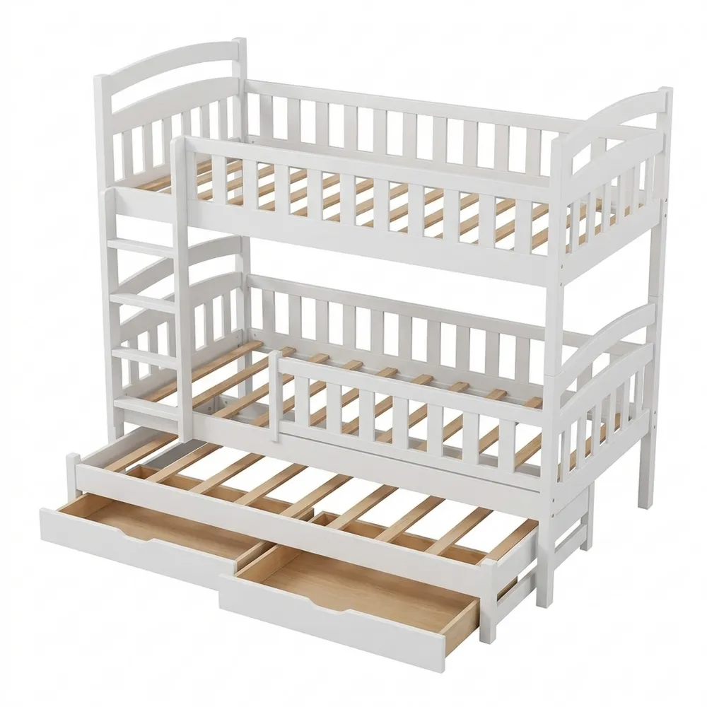 Flexibles Etagenbett für Kinder mit Sicherheitsbarrieren und Schubladen-Chellynest