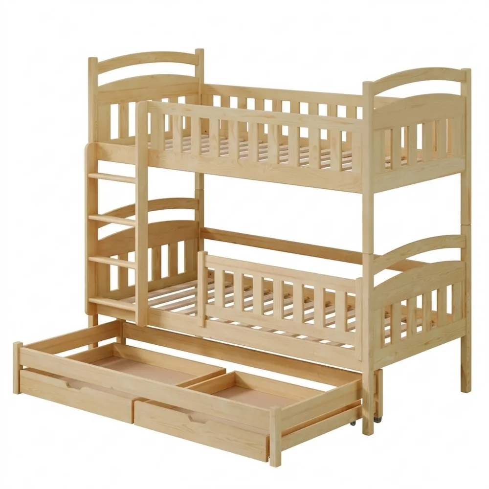 Kinder-Etagenbett mit Schubladen und Rausfallschutz, umbaubar in Einzelbetten-Chellynest