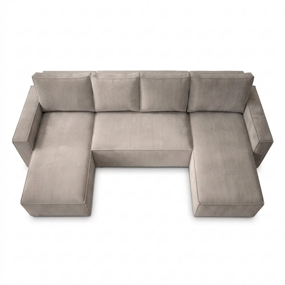 Großes Schlafsofa in U-Form mit Bettkasten, Beige-Chellynest