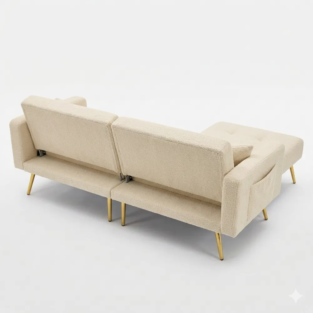 Verstellbares Schlafsofa mit Bettfunktion und Stauraum, Beige-Chellynest