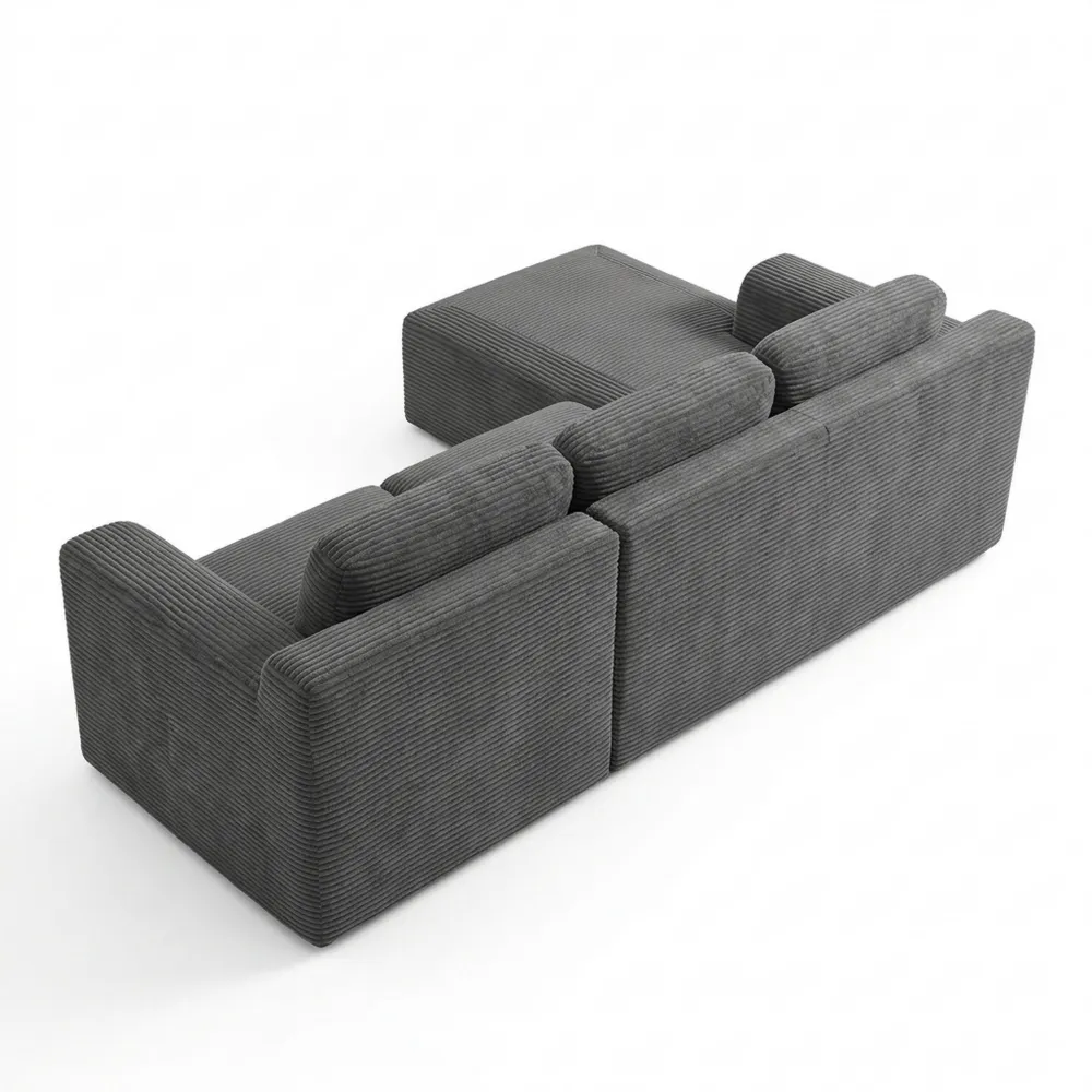 Modulares Ecksofa mit Chaiselongue, schiefergrau, ohne Montage, 244 cm-Chellynest