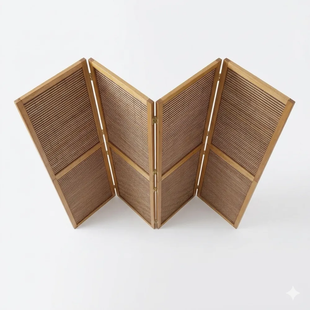 4-teiliger Bambus Raumteiler für Innenbereich-Chellynest