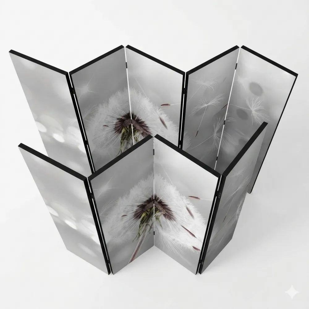 Moderner Raumteiler mit Pusteblume-Motiv, 5-teilig, 225x172 cm-Chellynest