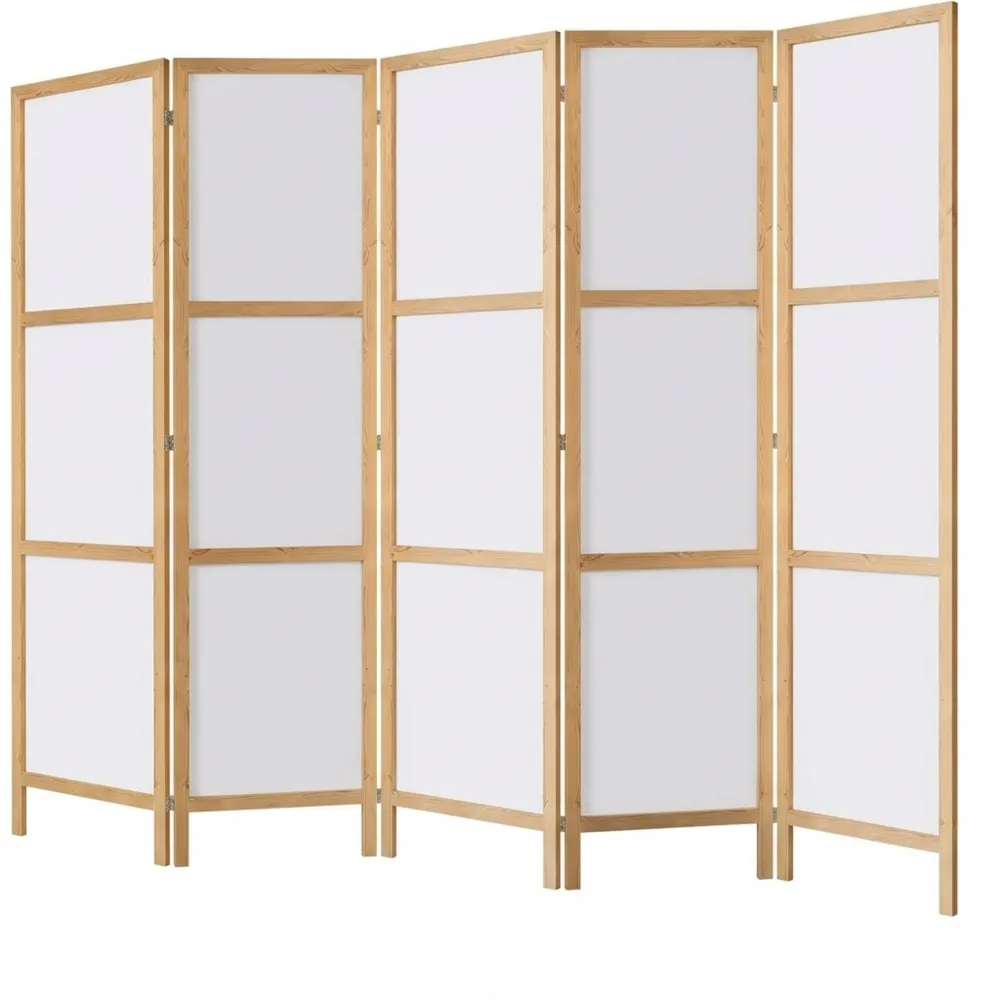 Faltbarer Holz Raumteiler mit Abstraktem Design, 5-teilig-Chellynest