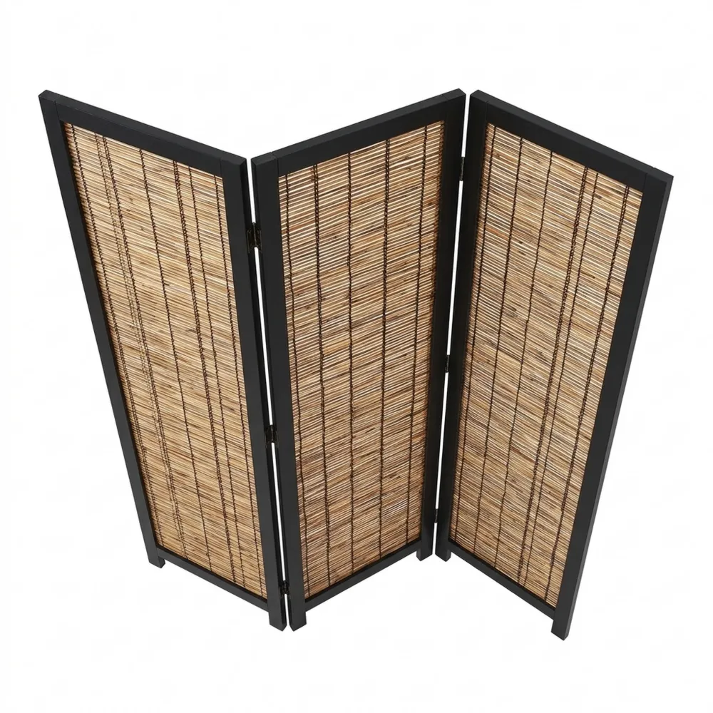 Faltbarer Raumteiler aus Weidengeflecht, braun-Chellynest