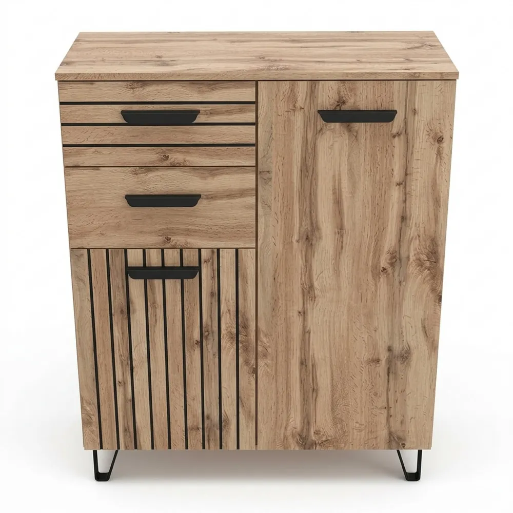 Holzkommode mit zusätzlichem Stauraum, Eichenoptik, 38 x 100 cm-Chellynest