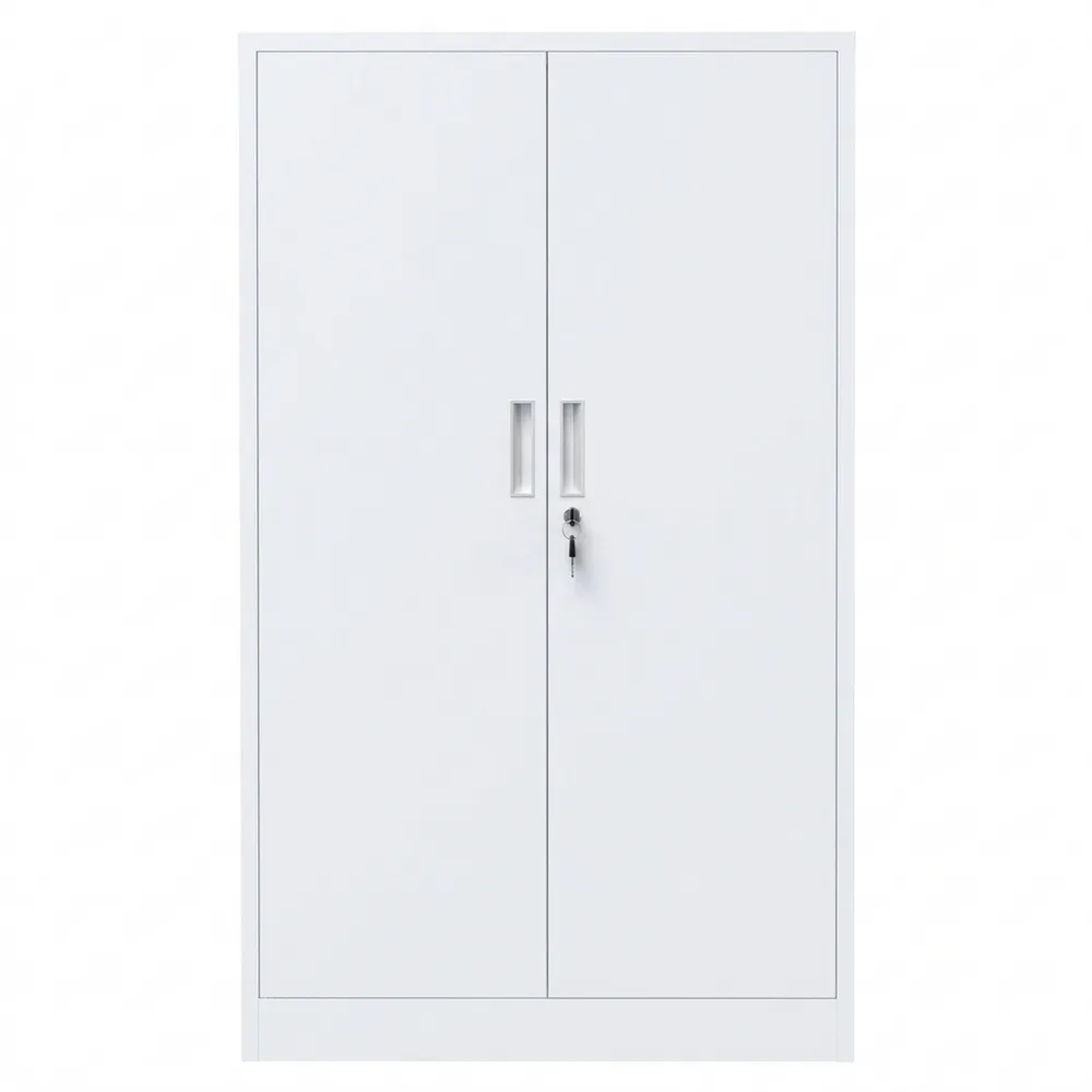 Metall-Aktenschrank mit verstellbaren Regalen und abschließbaren Türen, 136x80x40cm, Weiß