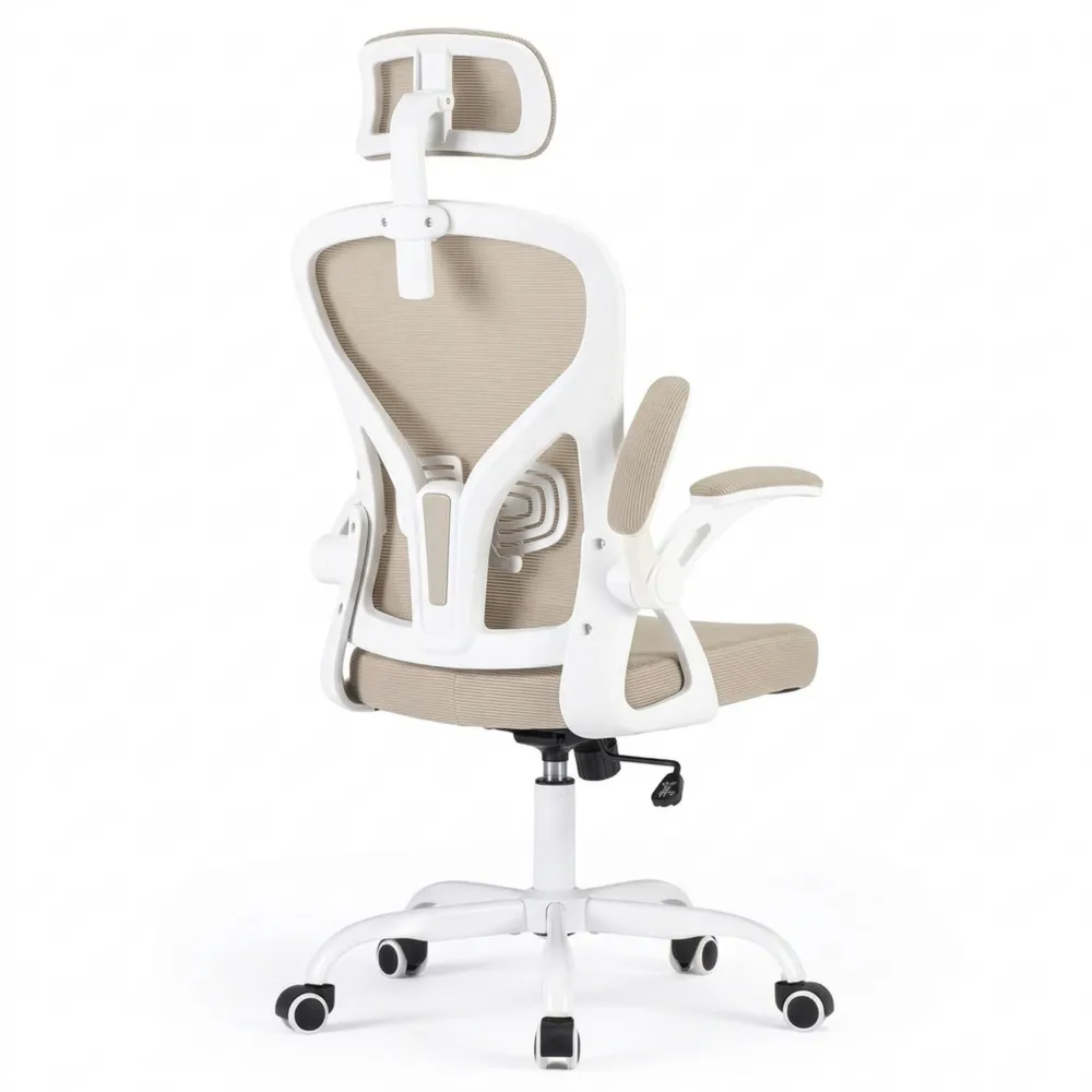 Ergonomischer Bürostuhl mit Rollen und Armlehnen, Komfort für Home Office, Khaki