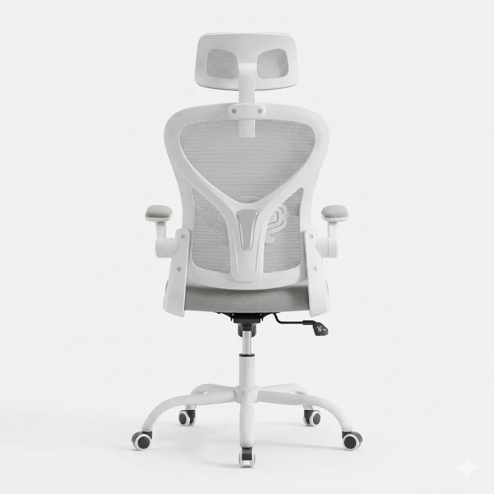 Ergonomischer Netzstuhl mit Klapparmlehnen und Lendenstütze, ideal für Büro und Zuhause