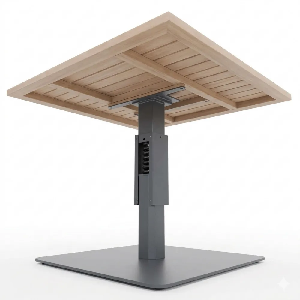 Quadratischer Gartentisch mit Hebefunktion, graphitgrau, wetterfest