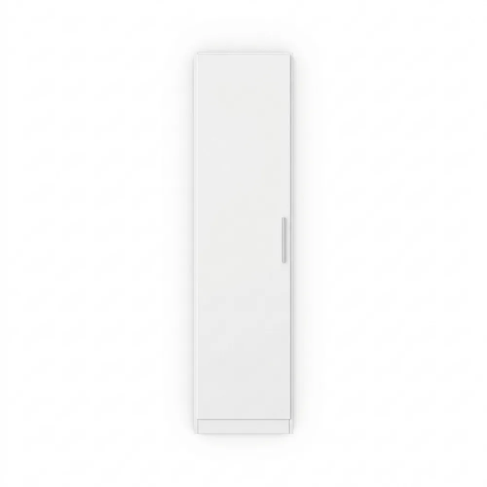 Eintüriger Garderobenschrank mit 4 Einlegeböden, Weiß, 47 cm breit, für Flur und Schlafzimmer