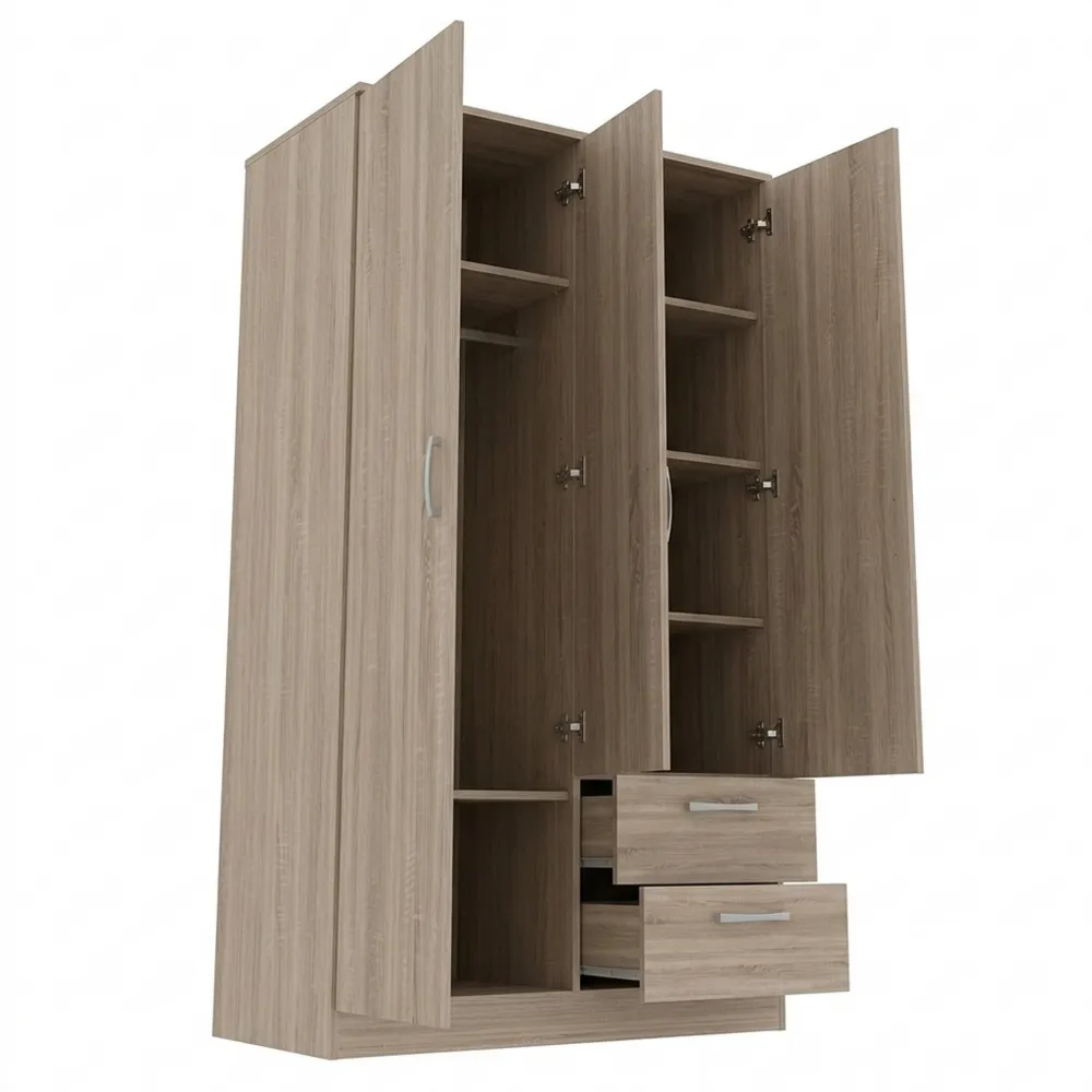 Kleiner Kleiderschrank mit Drehtüren und Schubladen, Sonoma Eiche, 82x185x53 cm