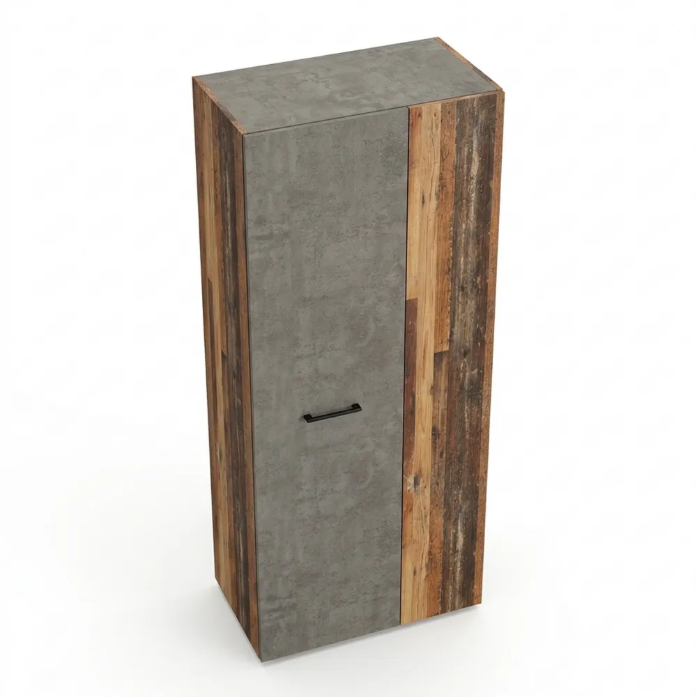Mehrzweckschrank mit Einlegeböden, 2-türig, Beton/Holzdekor, 68,7 x 181,1 x 36,5 cm