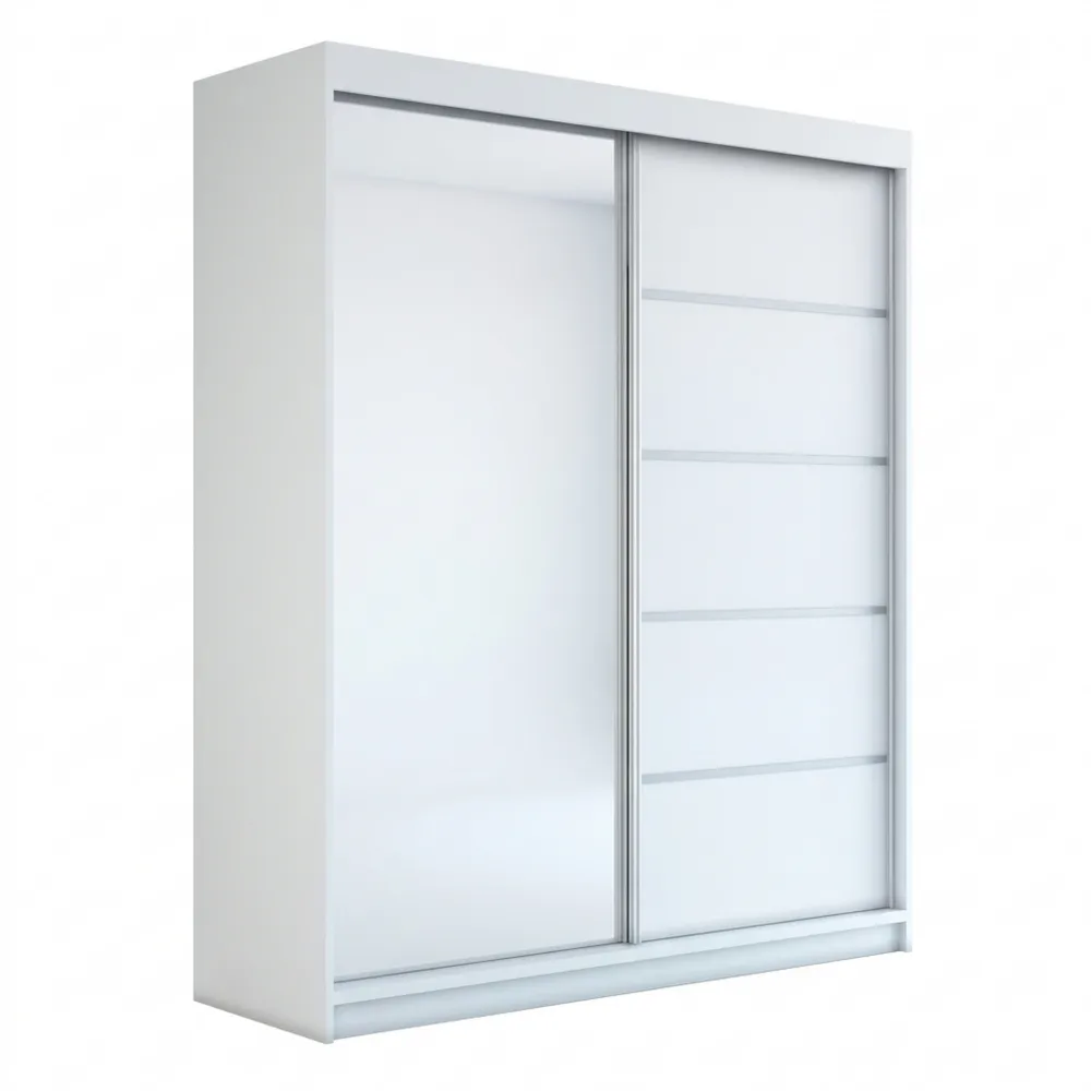 2-türiger Kleiderschrank mit Spiegel, 160 cm, Weiß