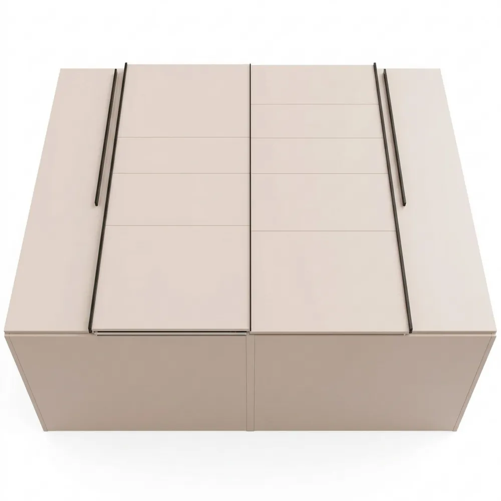Moderner Kleiderschrank mit Dreh- und Schwebetüren, 4-türig, Kaschmir Beige, 270 cm breit