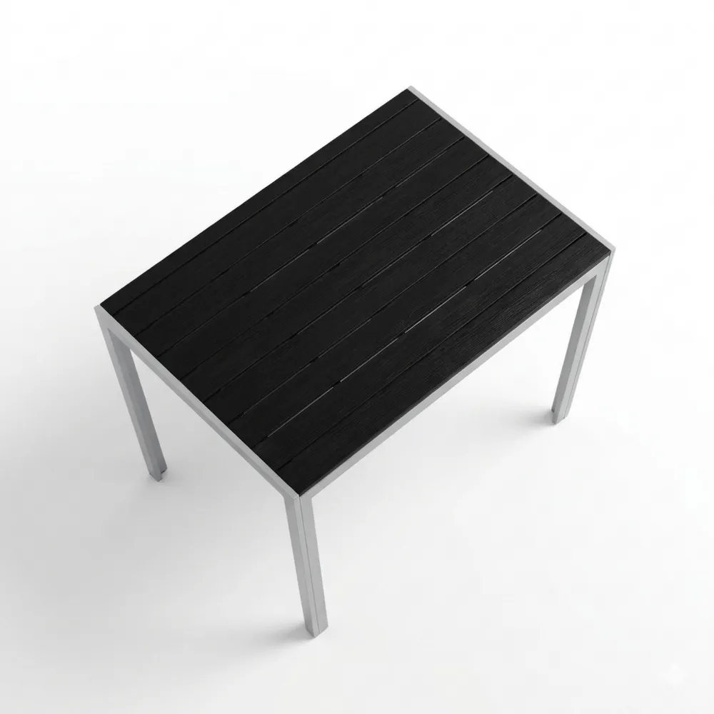 Wetterfester quadratischer Gartentisch aus WPC mit Aluminiumrahmen, 110x70cm, Silber Grau