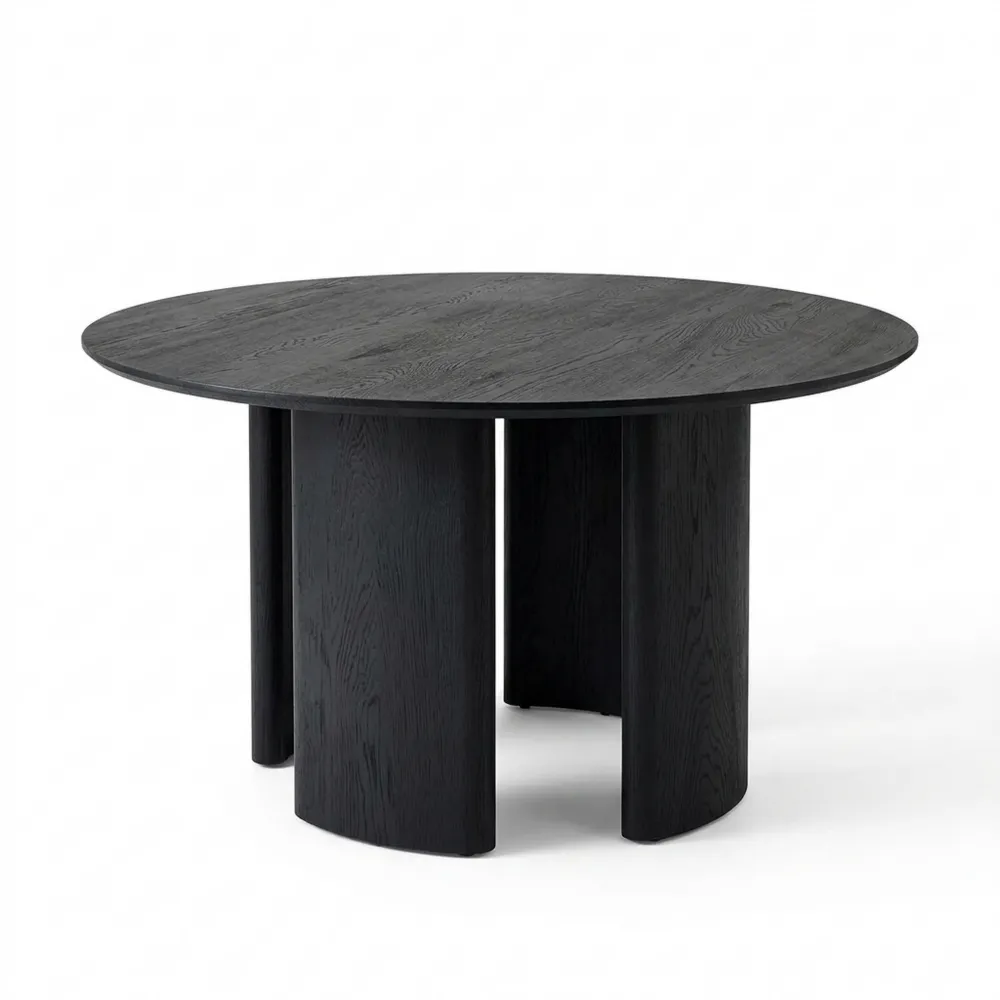 Runder Esstisch 120 cm, Schwarz, MDF mit Holzdekor, robust und stabil, für 4 Personen