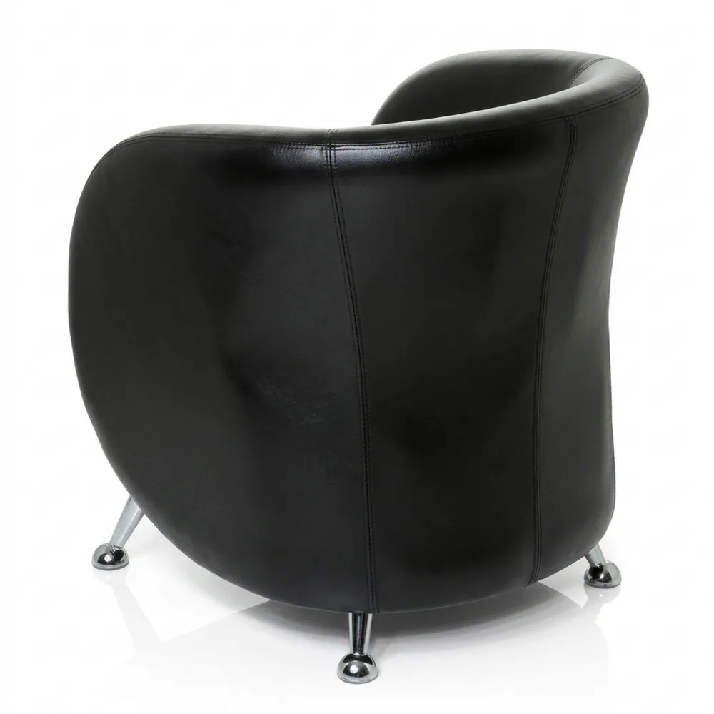 Bequemer Kunstleder-Loungesessel mit weicher Polsterung, Schwarz
