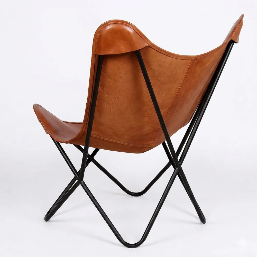 Butterfly Relaxsessel aus Echtleder im Retro-Stil