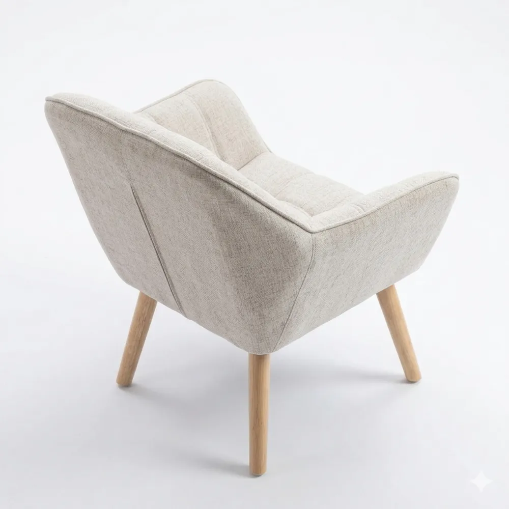 Moderner Leinen-Loungesessel mit Holzbeinen für Wohnzimmer