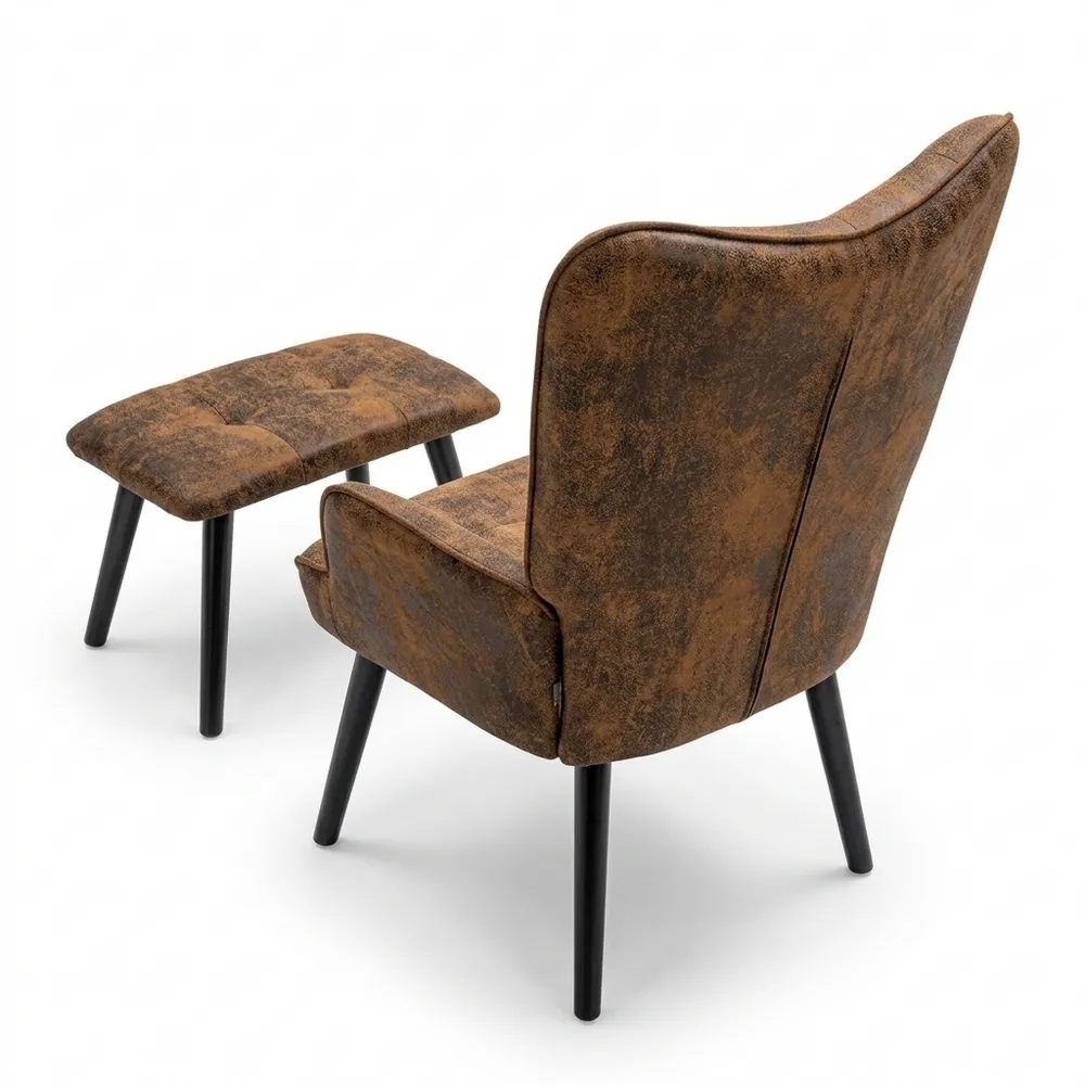 Gemütlicher Ohrensessel mit Hocker für Wohn- und Schlafzimmer