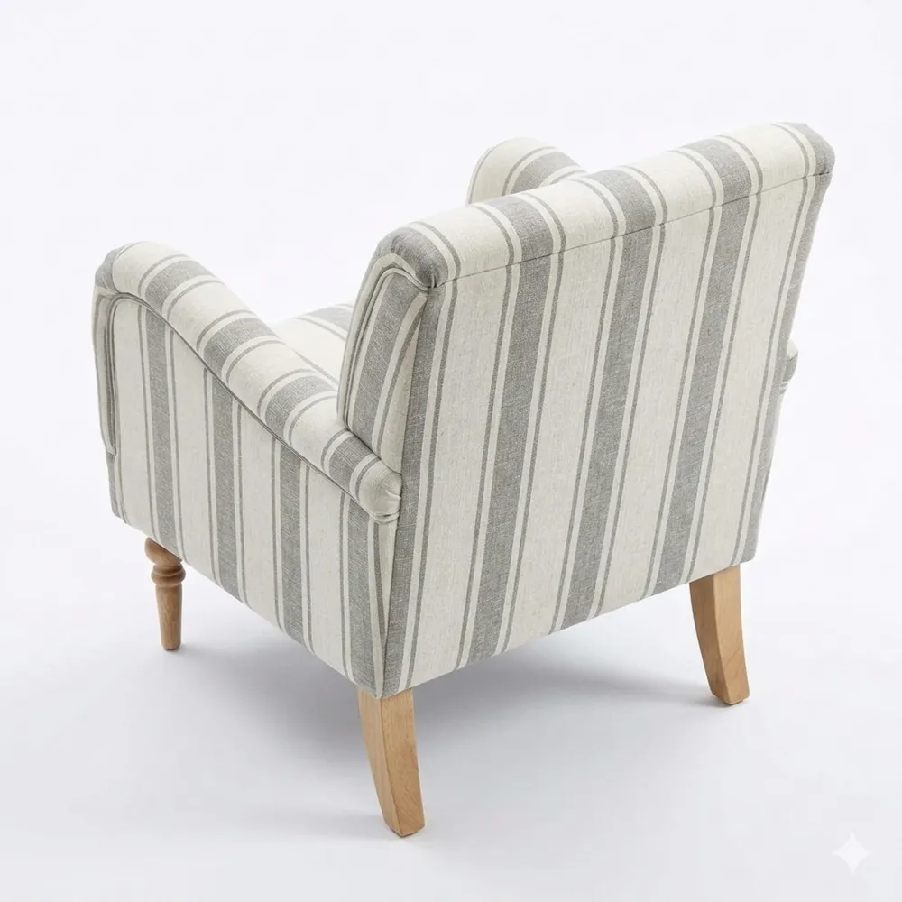 Gemütlicher Polstersessel mit Holzbeinen für Wohn- und Schlafzimmer, Grau