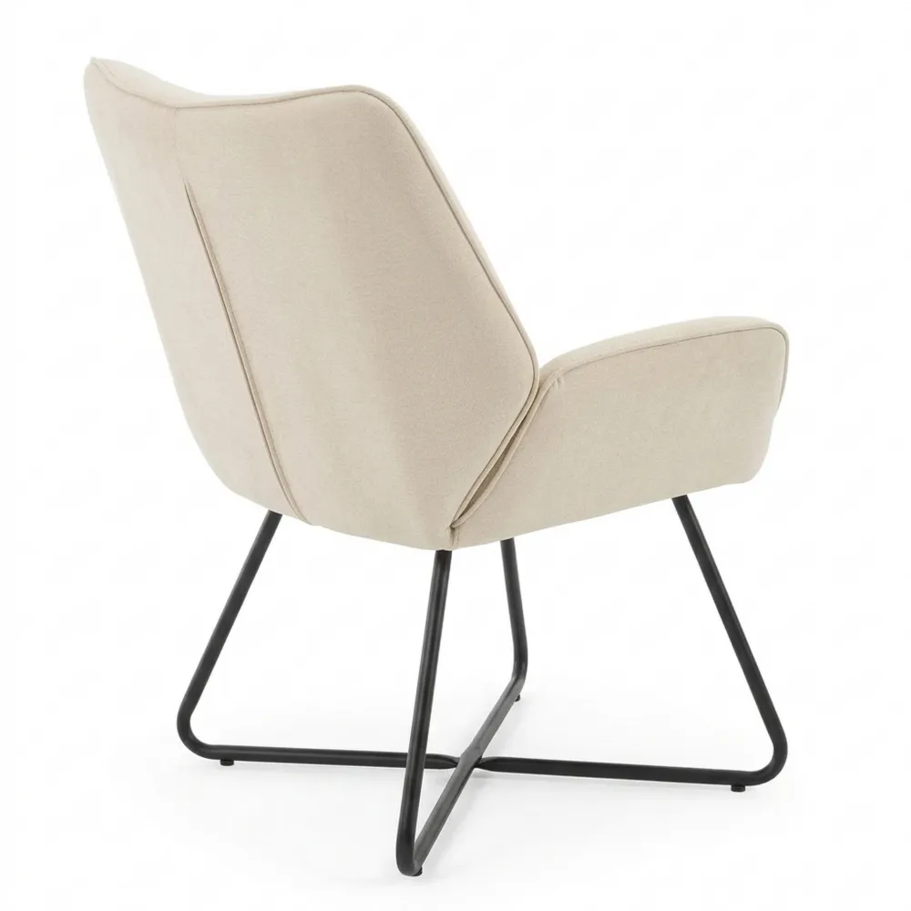 Moderner, bequemer Loungesessel aus Leinen, bis 150 kg, Beige