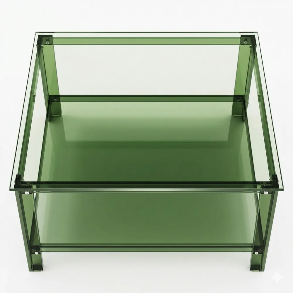 Moderner transparenter Beistelltisch aus Acrylglas, 80 x 50 x 40 cm, grün