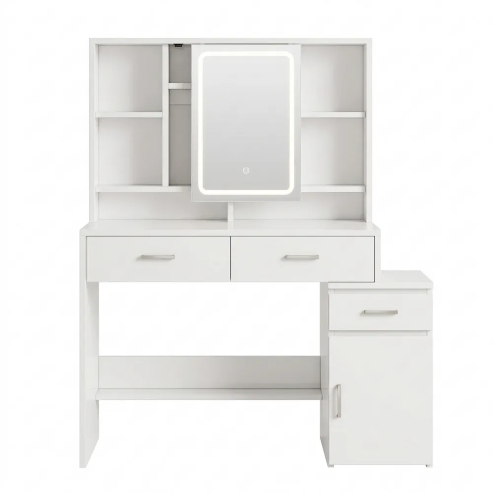 Kosmetiktisch mit LED-Spiegel und Stauraum, 3 Helligkeiten, 3 Farbtemperaturen