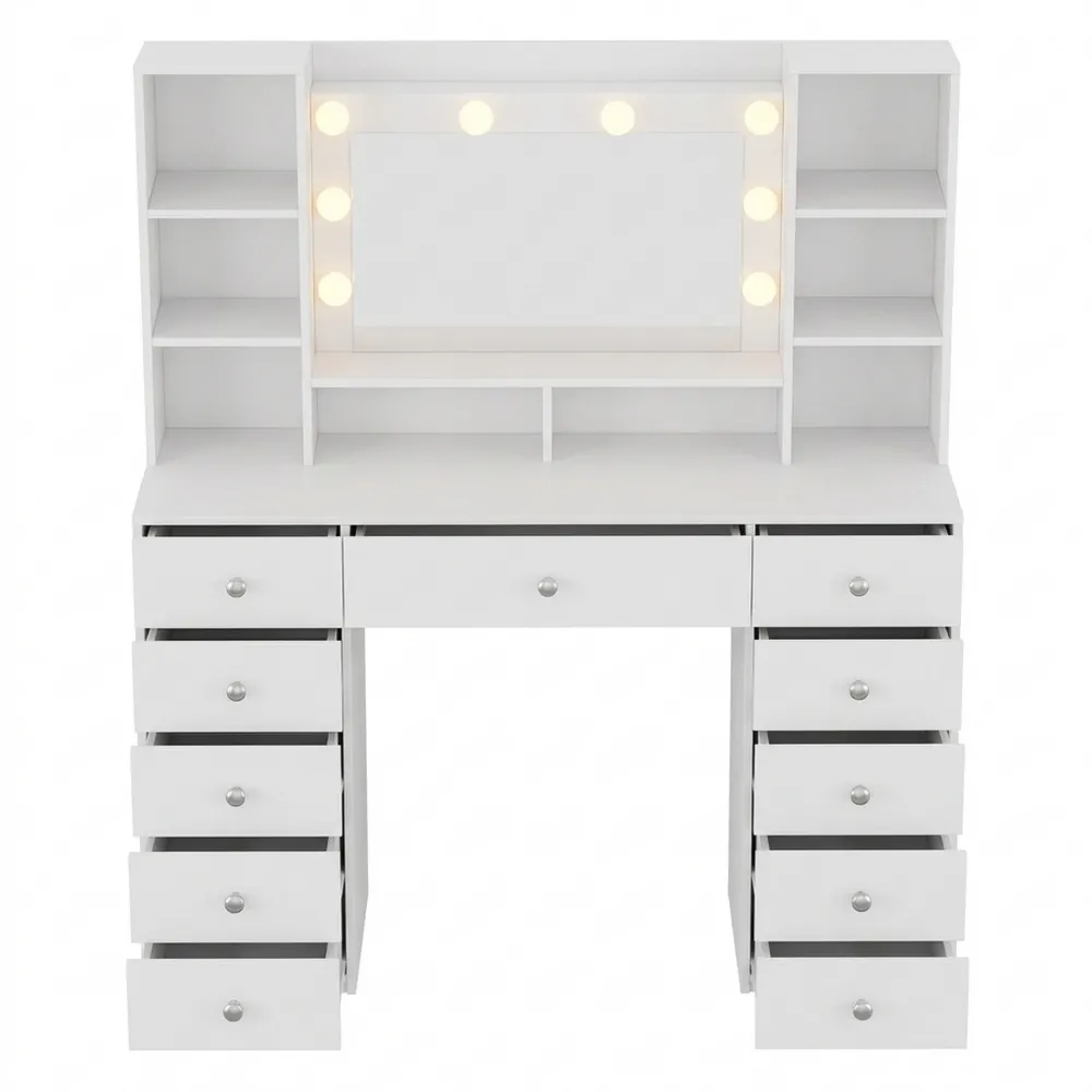 Moderner Schminktisch mit LED und großer Ablagefläche für Schlafzimmer