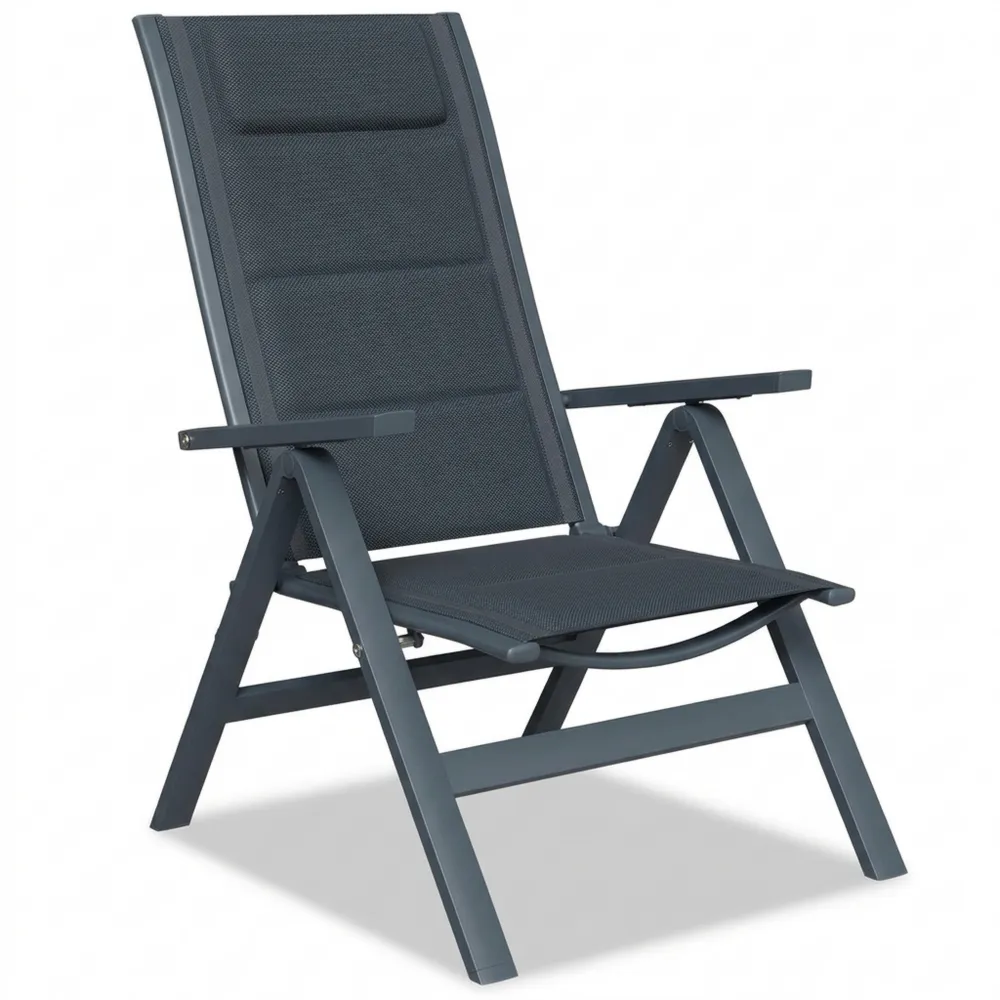 Hochlehner Gartenstühle, klappbar und verstellbar, mit Sitz- und Rückenkissen, Belastbarkeit 160 kg