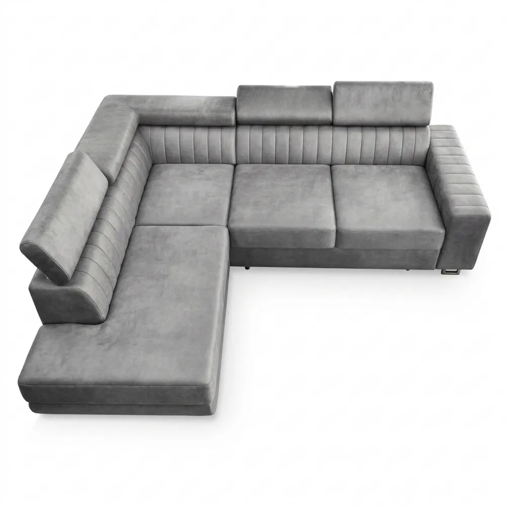 Modulares Ecksofa mit Schlaffunktion und Stauraum, Hellgrau