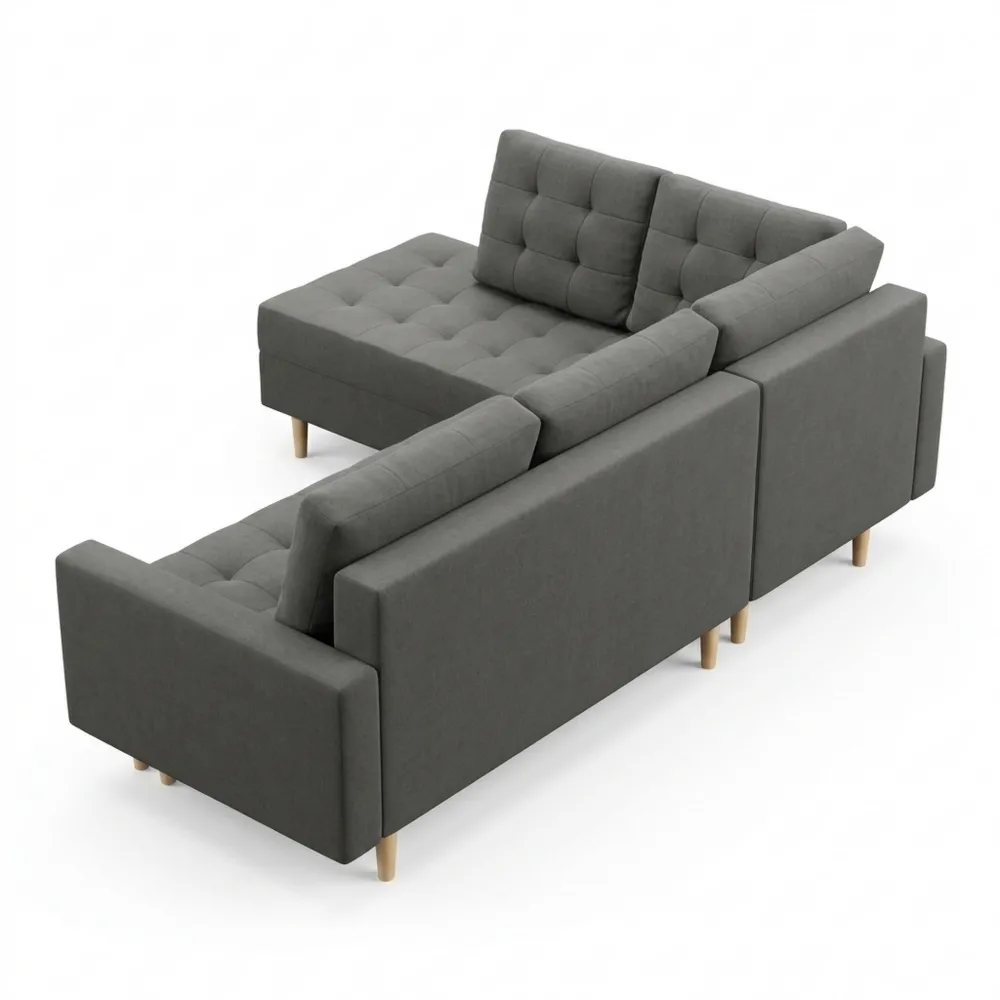 Geräumiges Ecksofa mit Schlaffunktion und Stauraum, Dunkelgrau