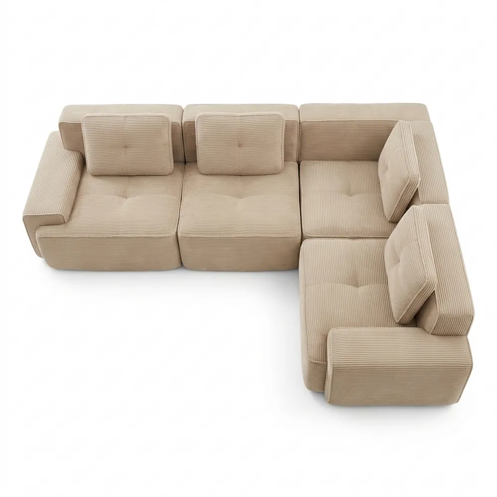 Montagefreies 3-Sitzer-Sofa mit tiefem Sitz, modernes Ecksofa für Wohnzimmer oder Büro