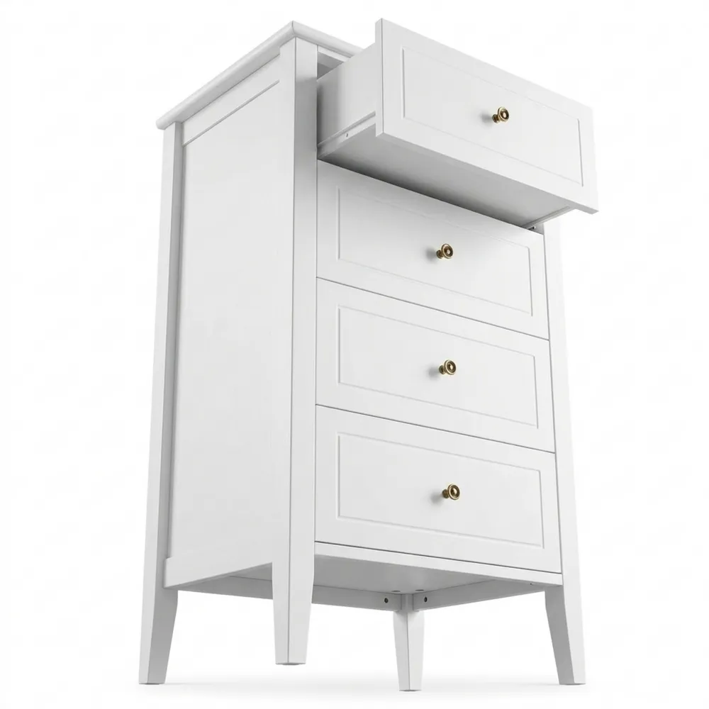 Schmaler Beistellschrank mit 4 Schubladen für Schlafzimmer, Flur oder Wohnzimmer