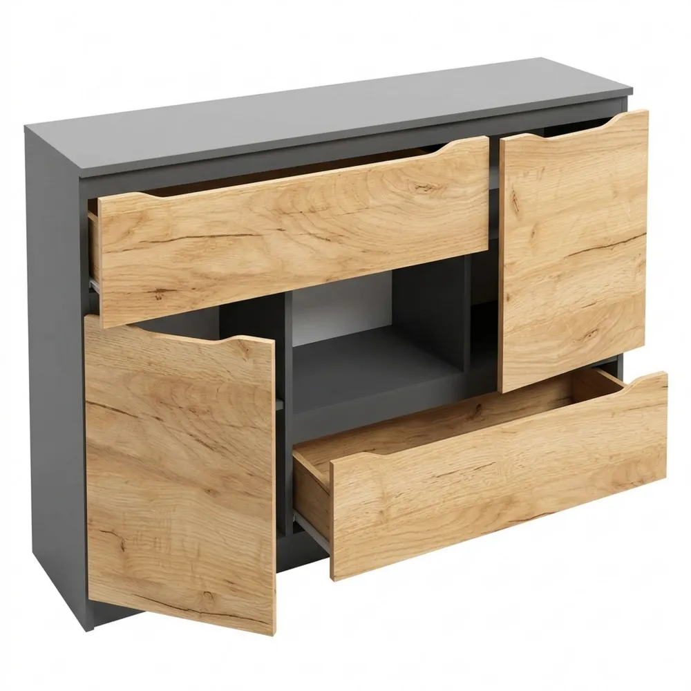 Elegante Kommode in Eicheoptik mit Schubladen, 120 x 84 cm