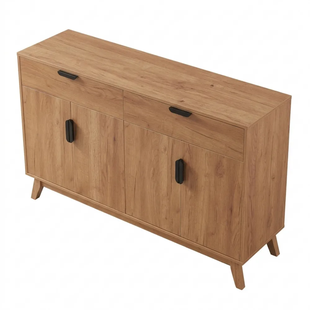 Multifunktionaler Wohnzimmerschrank mit Türen und Schubladen, Eichenoptik