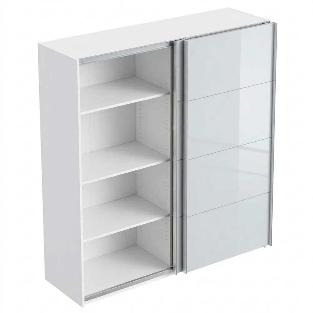 Schiebetürenschrank mit zwei Türen, platzsparend, viel Stauraum, weiß, 100 x 200 x 50 cm