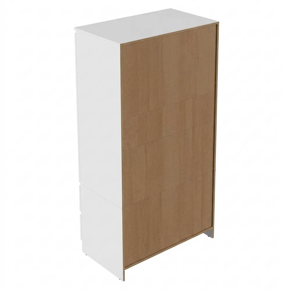Zweitüriger Kleiderschrank mit Schubladen und Stange, 60 cm, Weiß